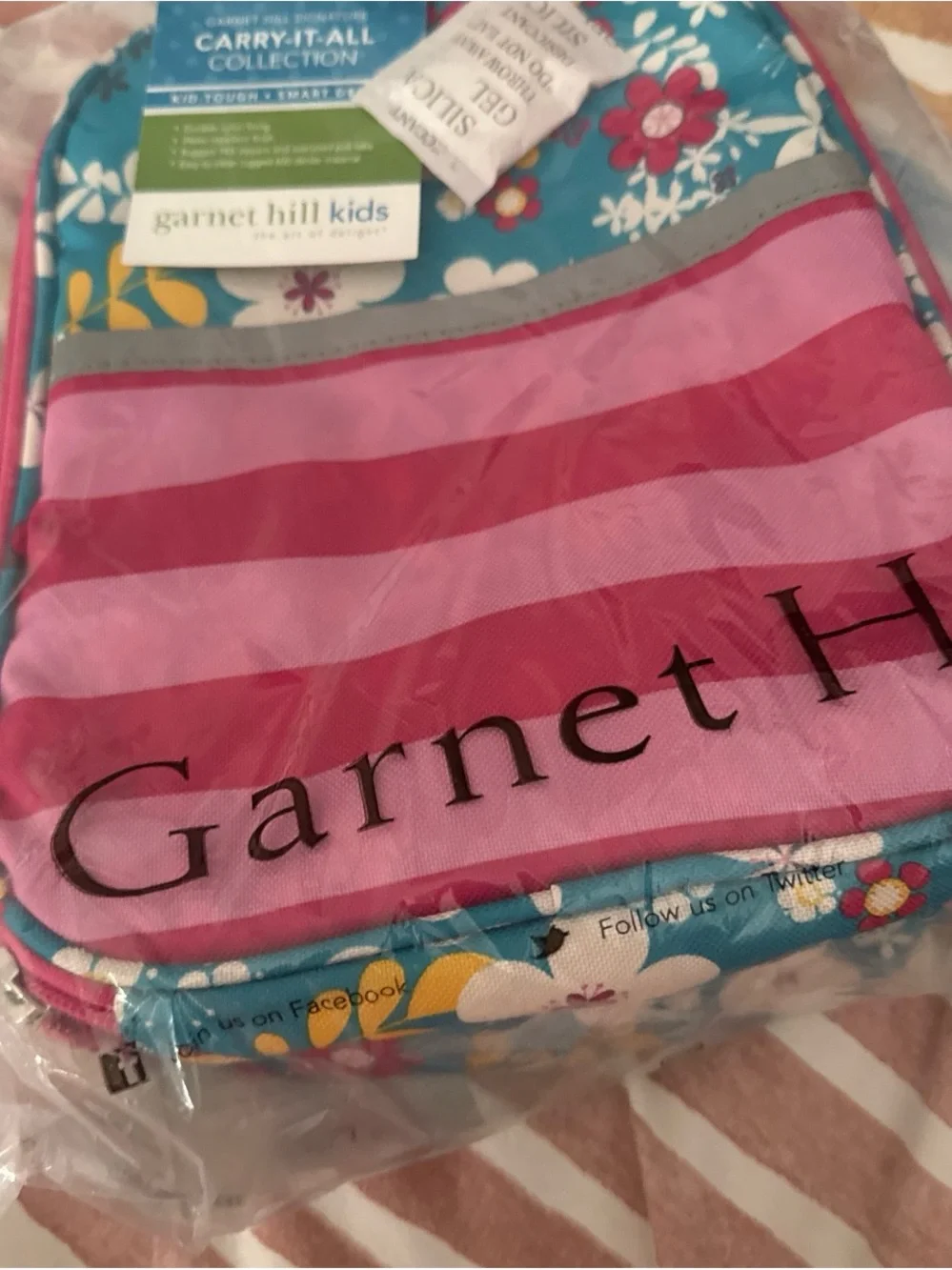 Garnet Hill Kids Floral & Pink Striped Lunchbox